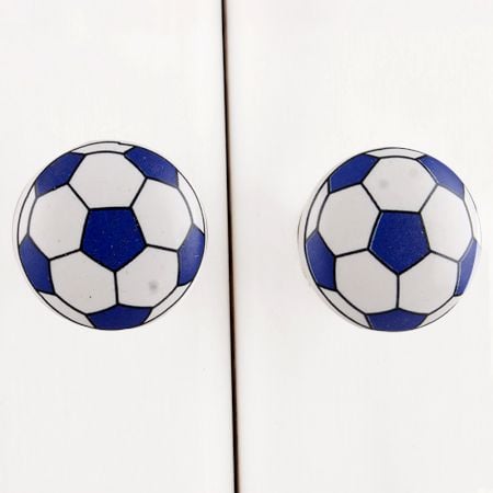Navy Blue Football Ceramic Flat Knob
